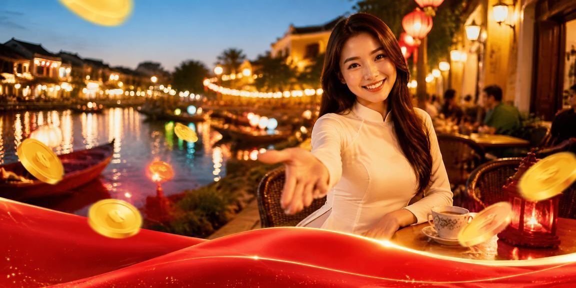 Người dùng tại Hội An nhận cashback và uống cà phê trong không khí phố cổ