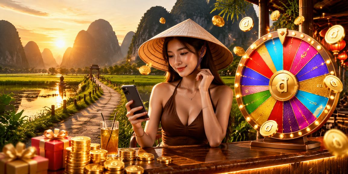Người chơi Roulette tại Ninh Bình thư giãn với nón lá truyền thống Việt Nam
